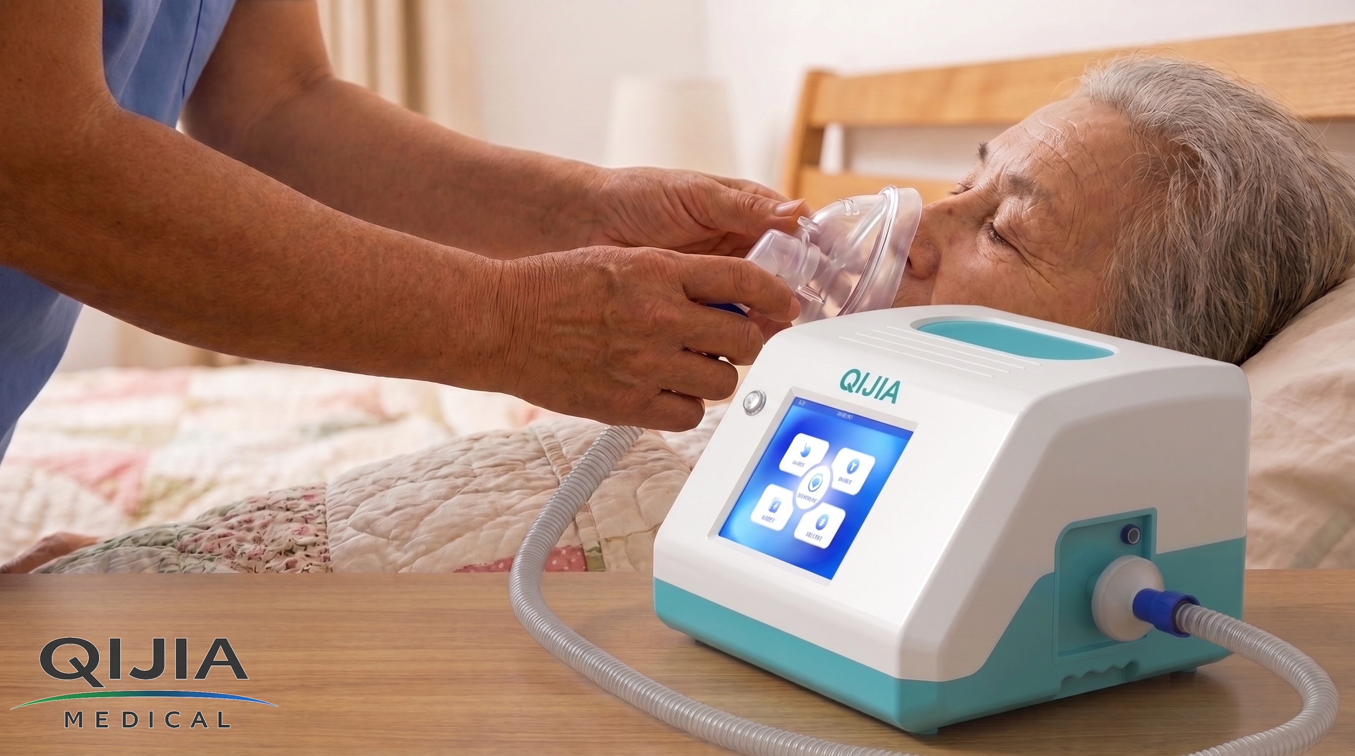 Caregiver_placing_mask_on_patient_cough_assist_device