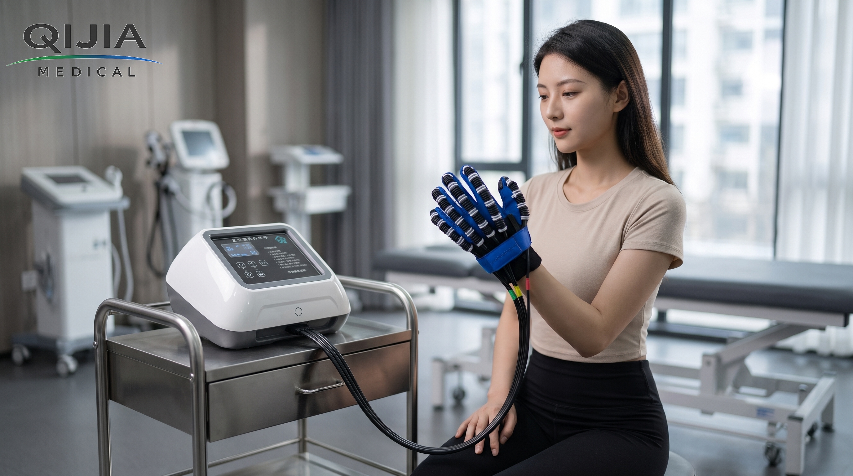 Woman_receiving_hand_robotic_smart_glove Woman_receiving_hand_robotic_smart_glove
