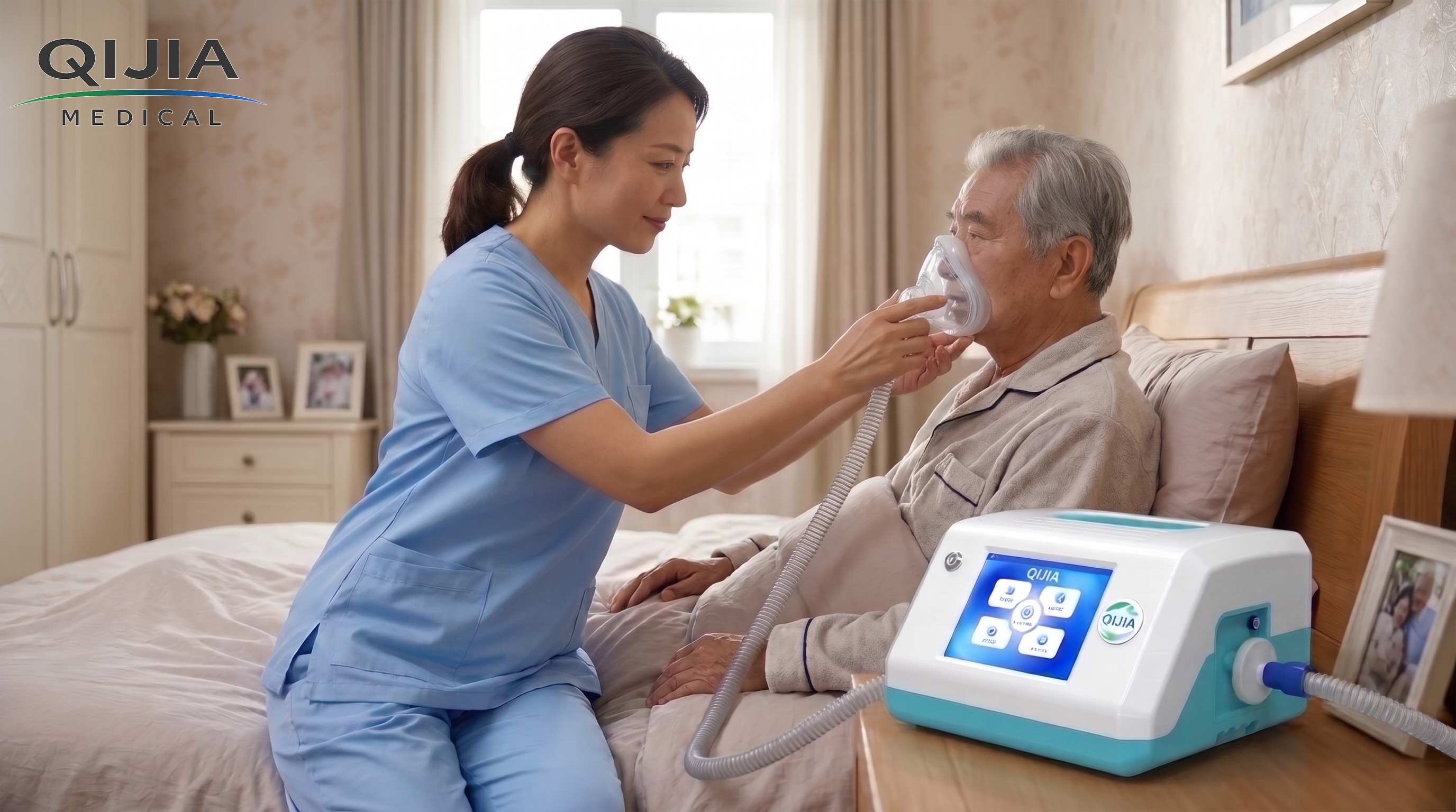 Caregiver_assisting_patient_with_cough_assist Caregiver_assisting_patient_with_cough_assist